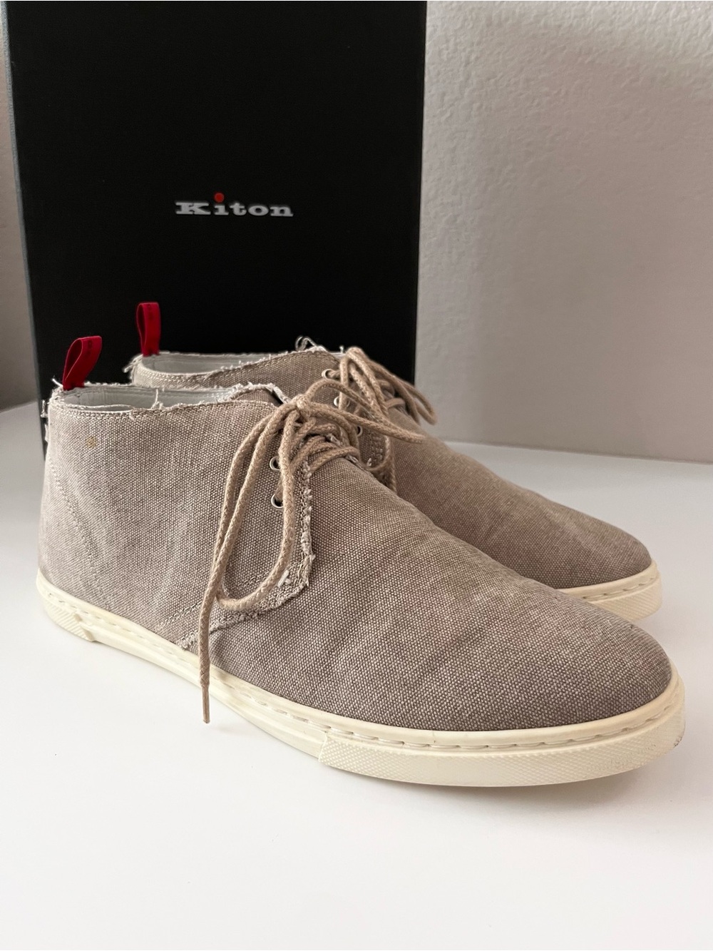Kiton linen lace up chukka sneakers